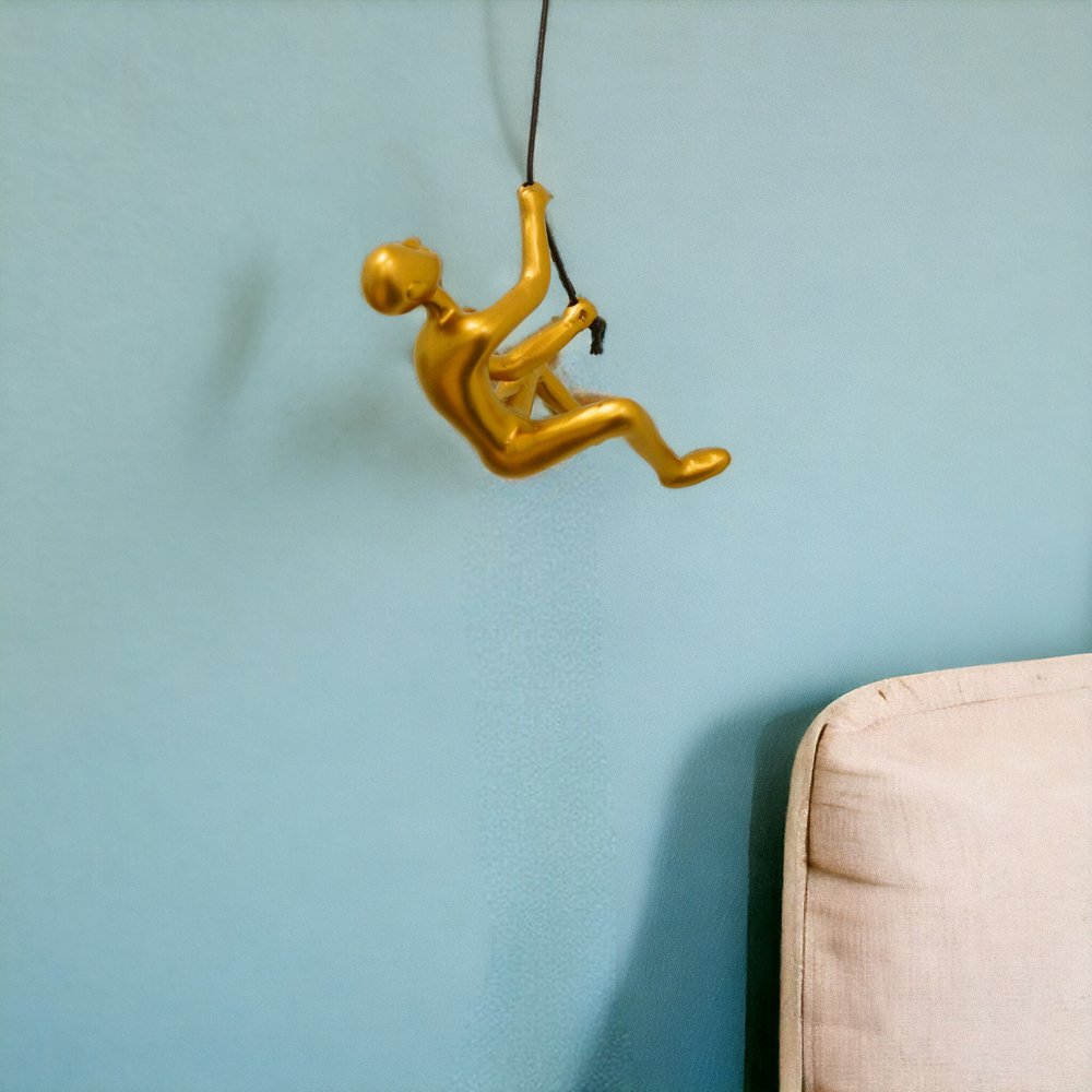 6" X 3" Gold Resin Climbing Man Hanging Dimensional Sculpture