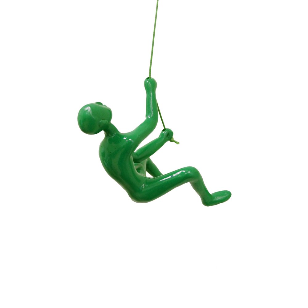 6" X 3" Green Resin Climbing Man Hanging Dimensional Sculpture
