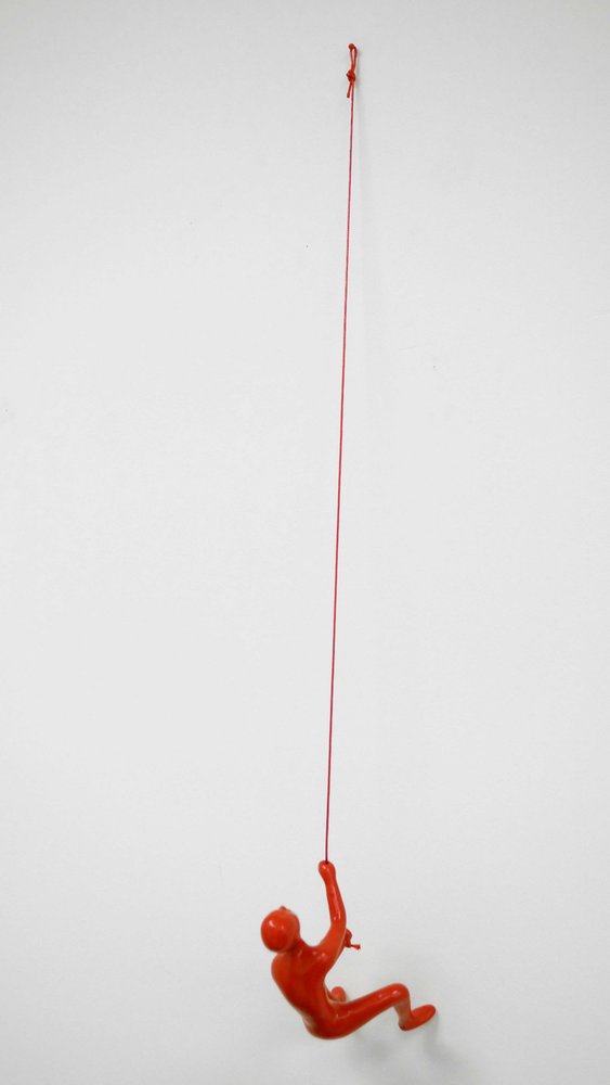 6" X 3" Red Resin Climbing Man Hanging Dimensional Sculpture