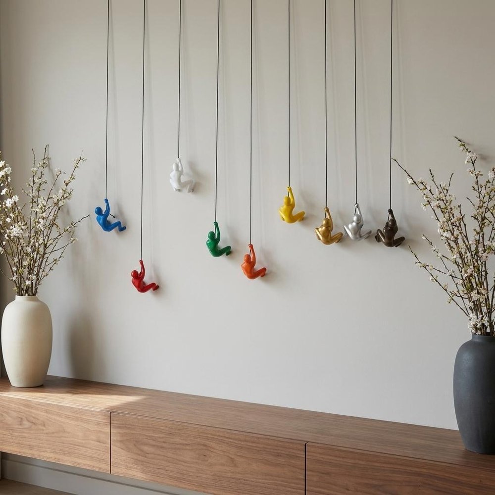 Set of Nine Rainbow Resin Hanging Dimensional Sculpture