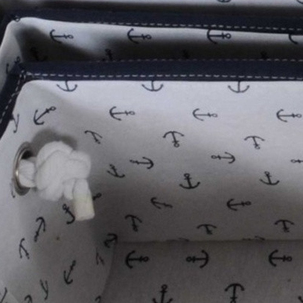 13.5" X 17" X 22.5" Blue Fabric Basket With Bow Decoration Set Of 5