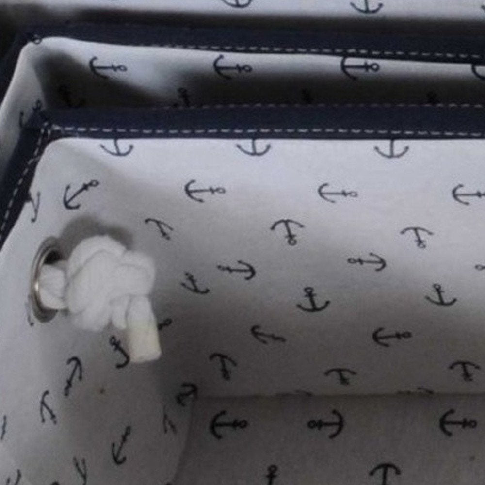 13.5" X 17" X 22.5" Blue Fabric Basket With Bow Decoration Set Of 5