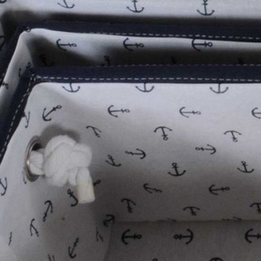 13.5" X 17" X 22.5" Blue Fabric Basket With Bow Decoration Set Of 5