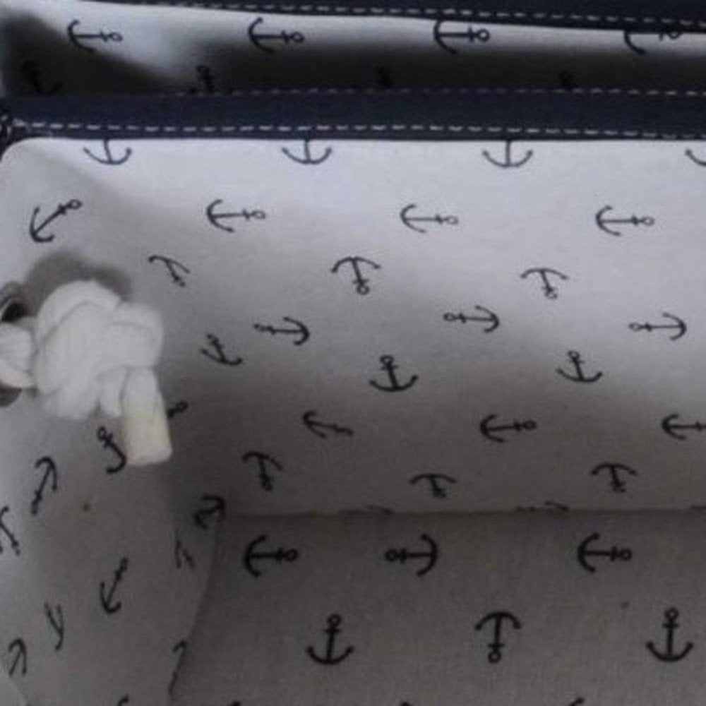 13.5" X 17" X 22.5" Blue Fabric Basket With Bow Decoration Set Of 5