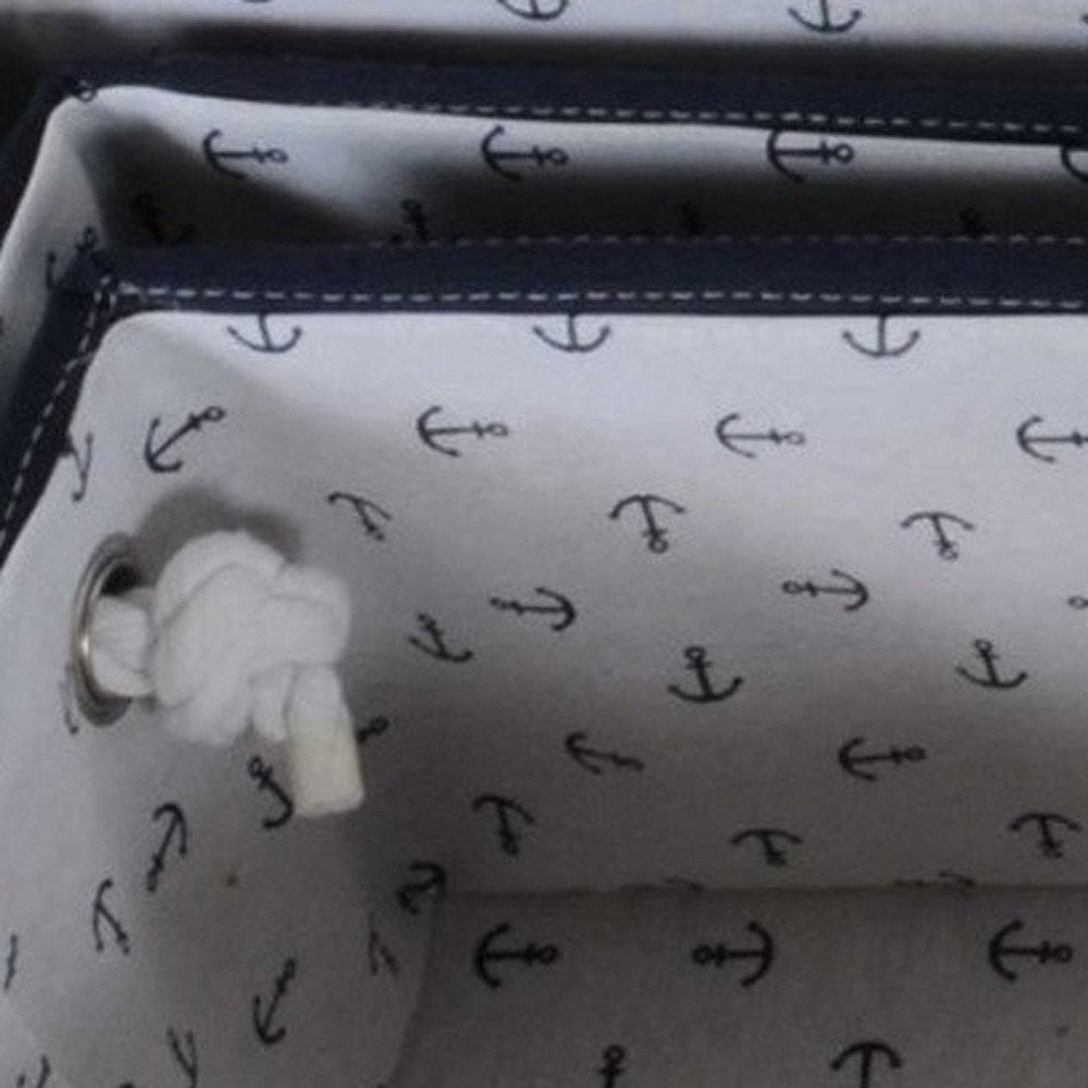 13.5" X 17" X 22.5" Blue Fabric Basket With Bow Decoration Set Of 5