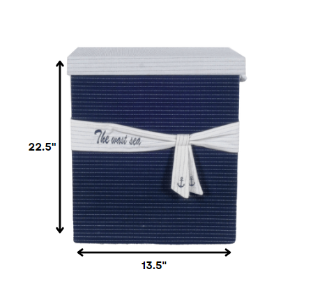 13.5" X 17" X 22.5" Blue Fabric Basket With Bow Decoration Set Of 5