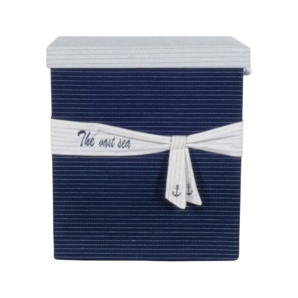 13.5" X 17" X 22.5" Blue Fabric Basket With Bow Decoration Set Of 5