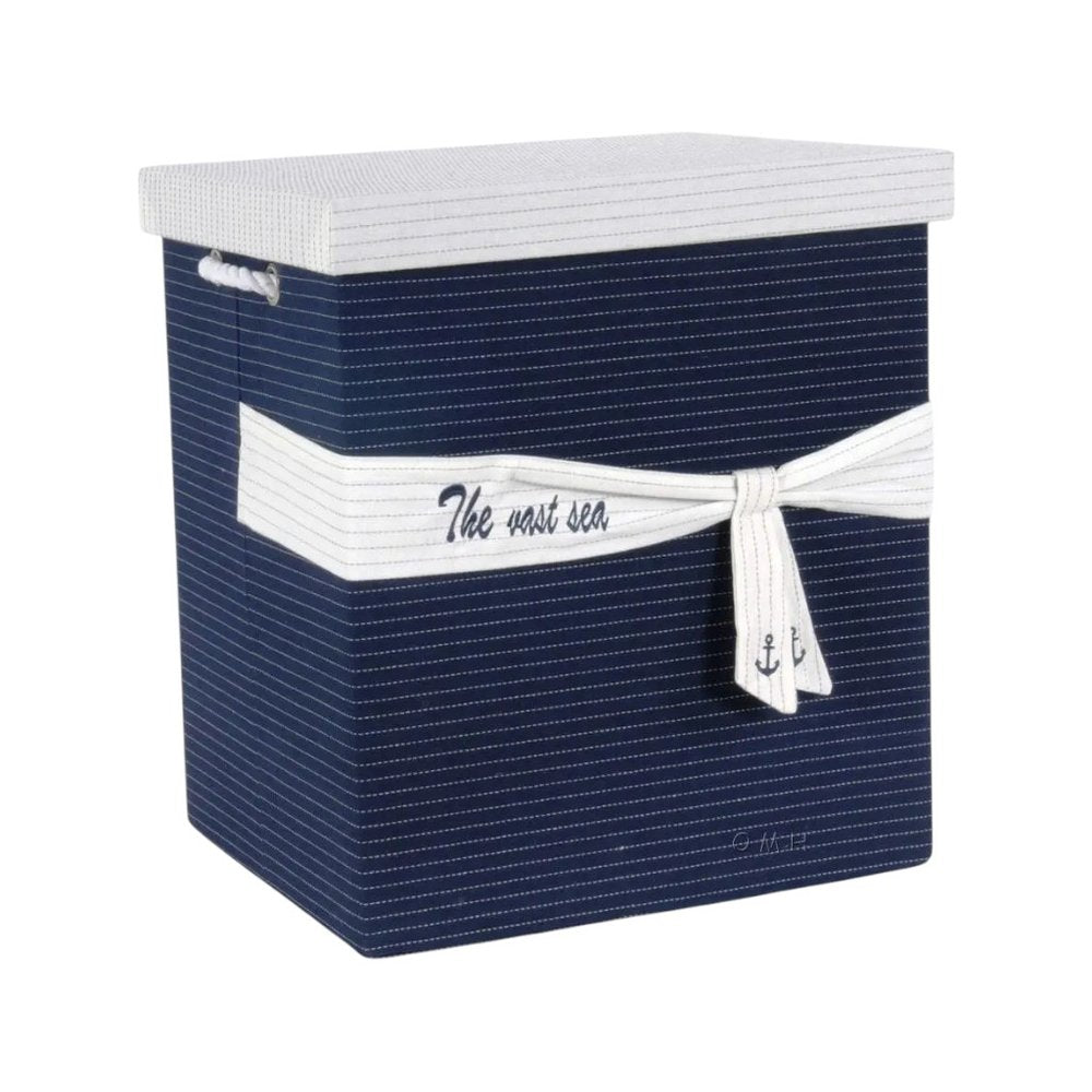 13.5" X 17" X 22.5" Blue Fabric Basket With Bow Decoration Set Of 5