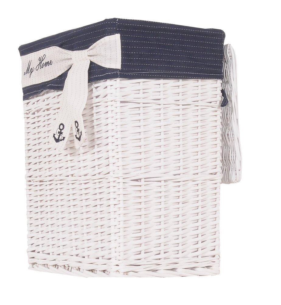 Set of Five Blue And White Rattan Basket