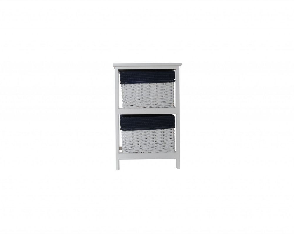 12.5" X 16" X 25" White Blue Portable 2 Drawers