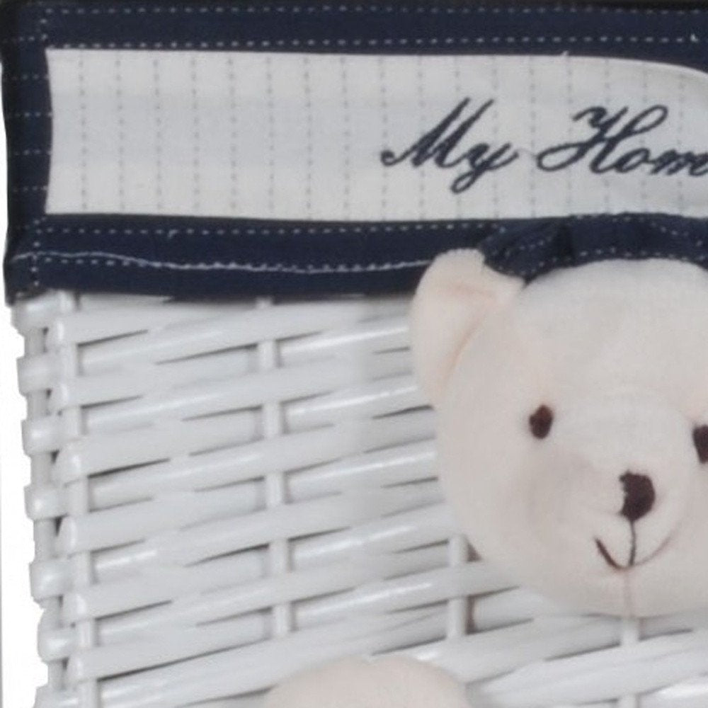 12.5" X 16" X 25" White Blue Portable 2 Drawers