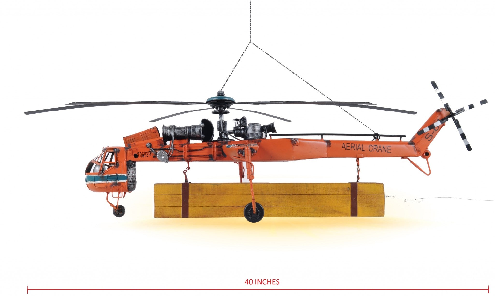Aerial Crane Lifting Helicopter LED Sculpture