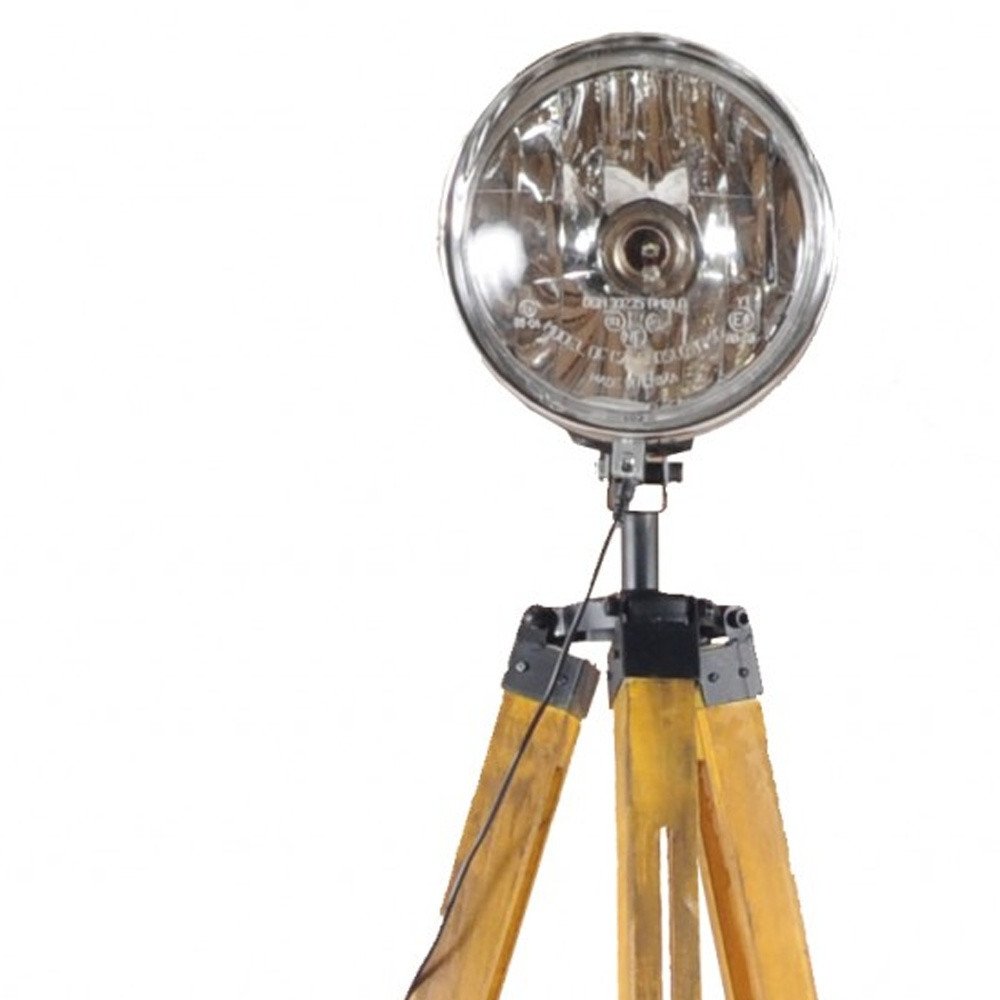 35" Brown Tripod Floor Lamp With Cone