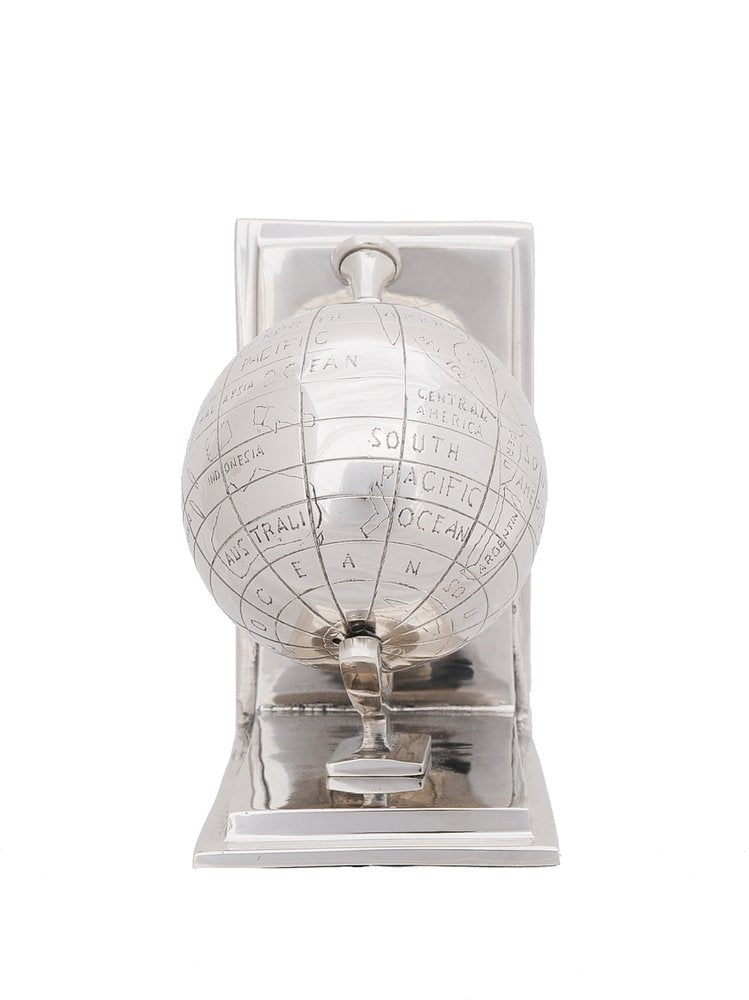 Set of Two Aluminum Globe Bookend