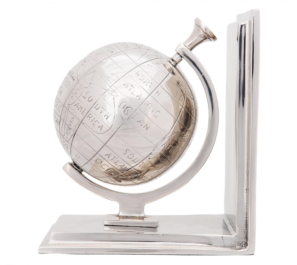 Set of Two Aluminum Globe Bookend