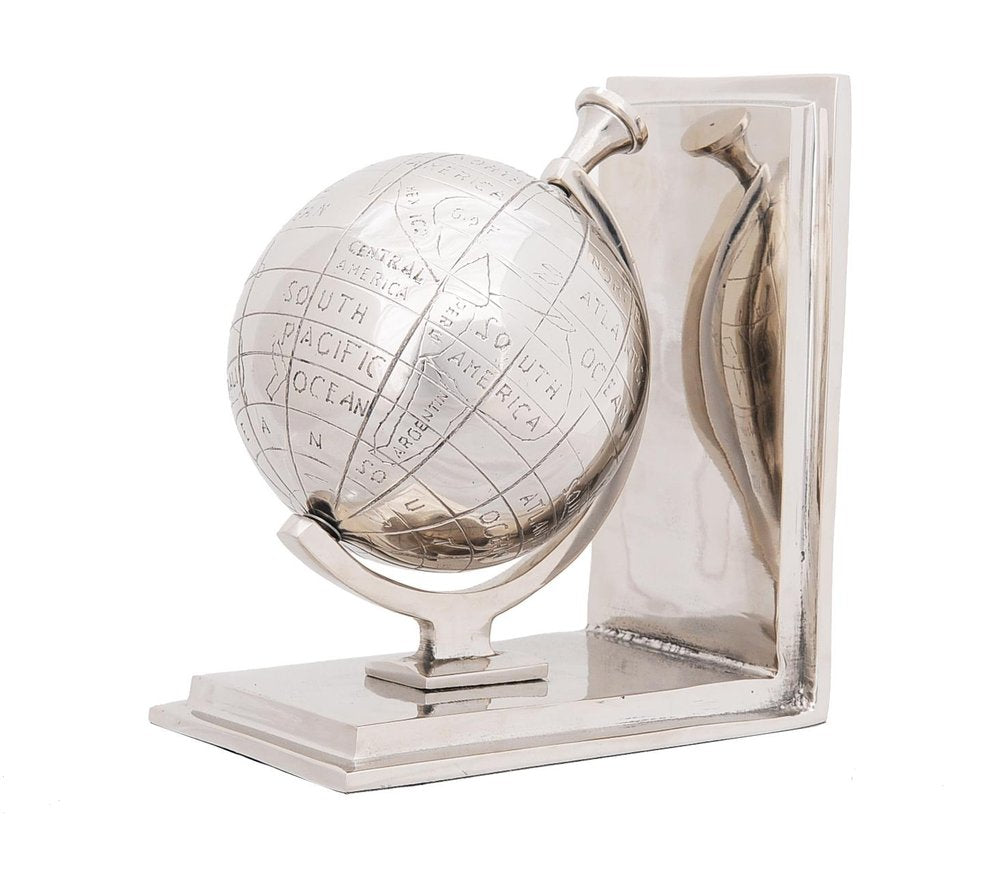 Set of Two Aluminum Globe Bookend