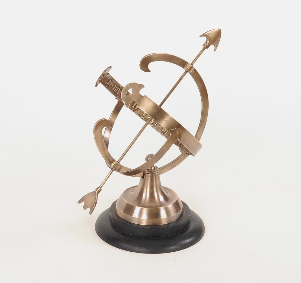 14" Brass And Black Metal Hand Painted Figurine Tabletop Sculpture
