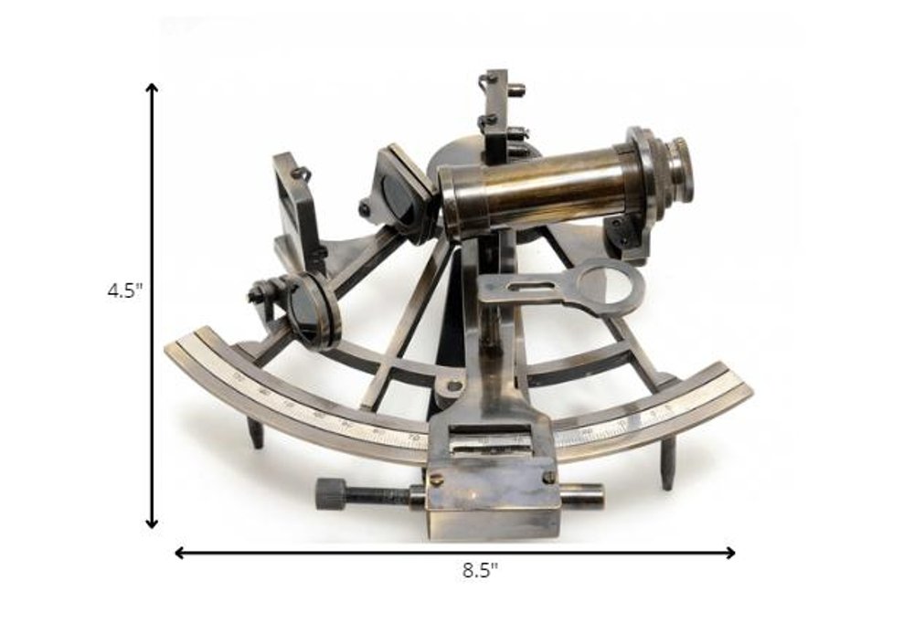 8.5" X 8" X 4.5" Nautical Sextant In Wood Box Large