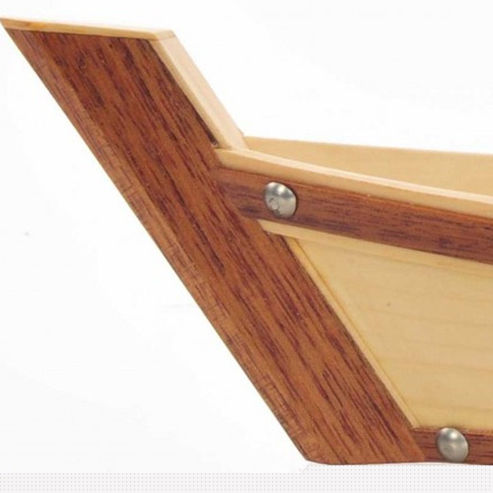 17" Natural and Brown Wood Sushi Boat Serving Tray