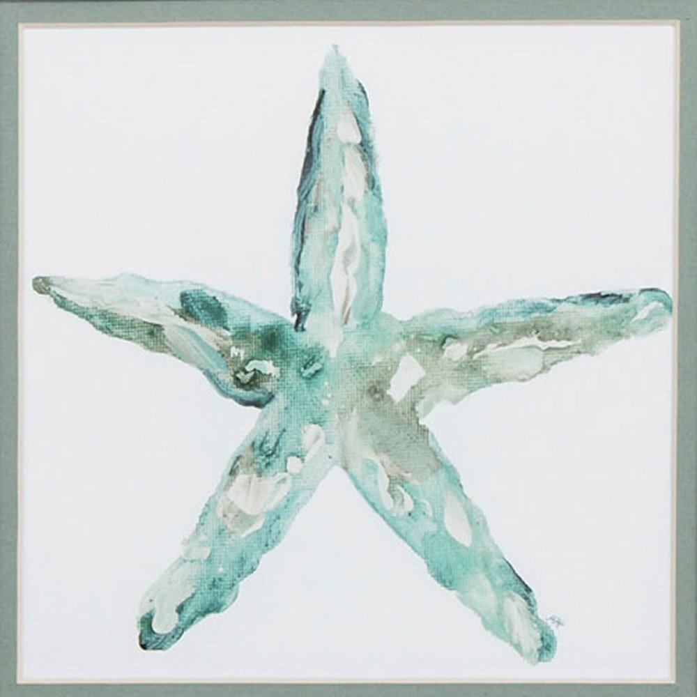 Set of Two Aqua Coastal White Square Framed Art