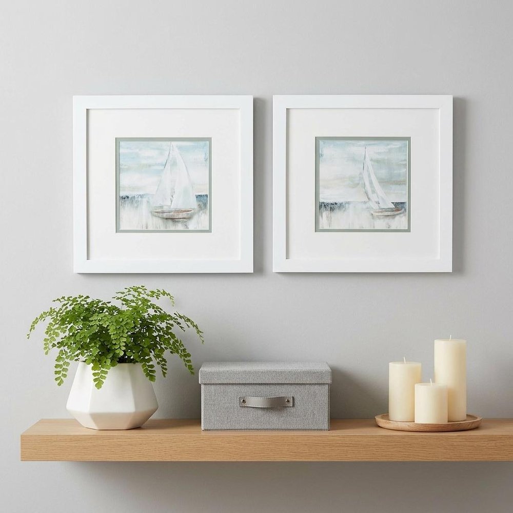 11" X 11" Matte White Frame Soft Sail (Set Of 2)