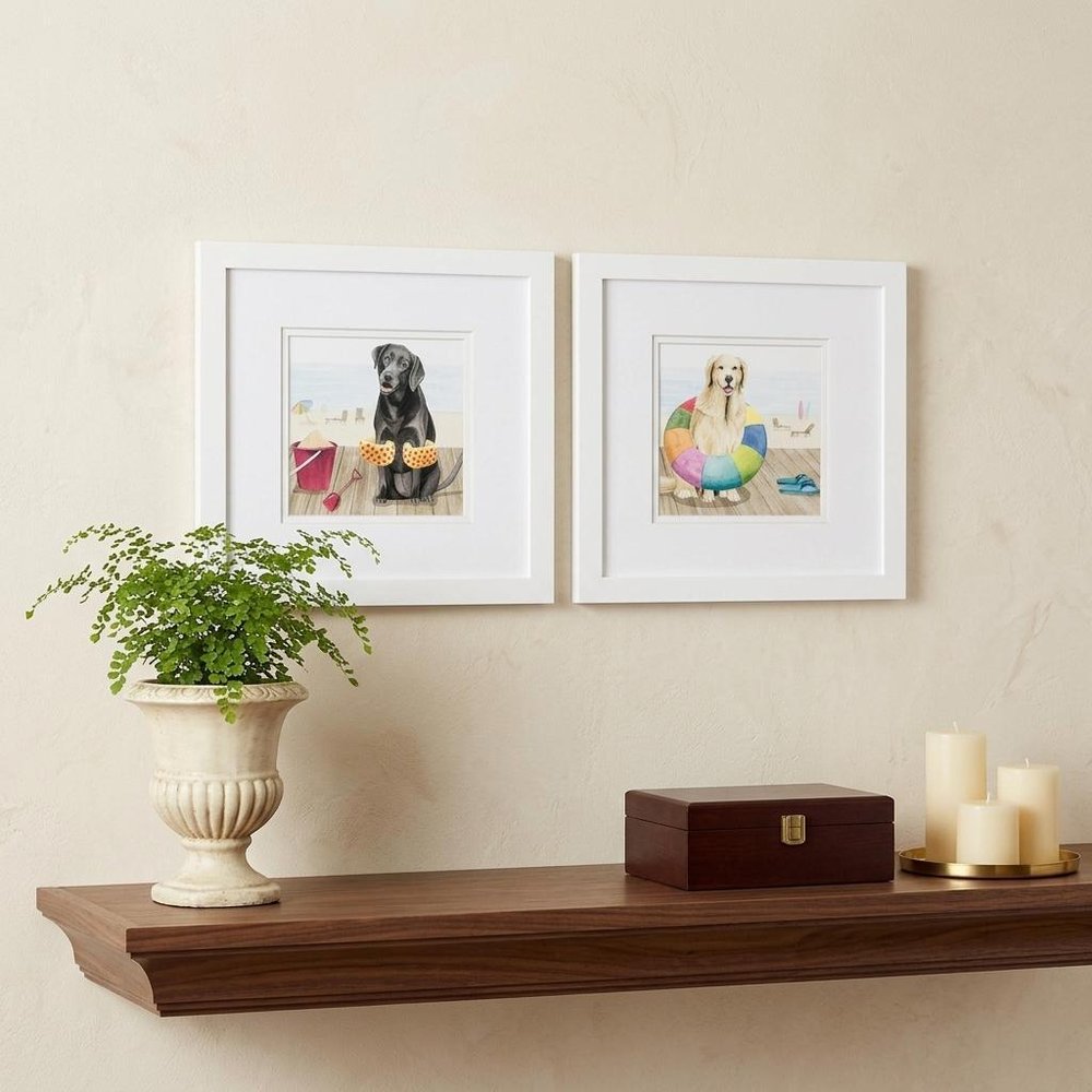 11" X 11" Matte White Frame Lets Go Boardwalk (Set Of 2)