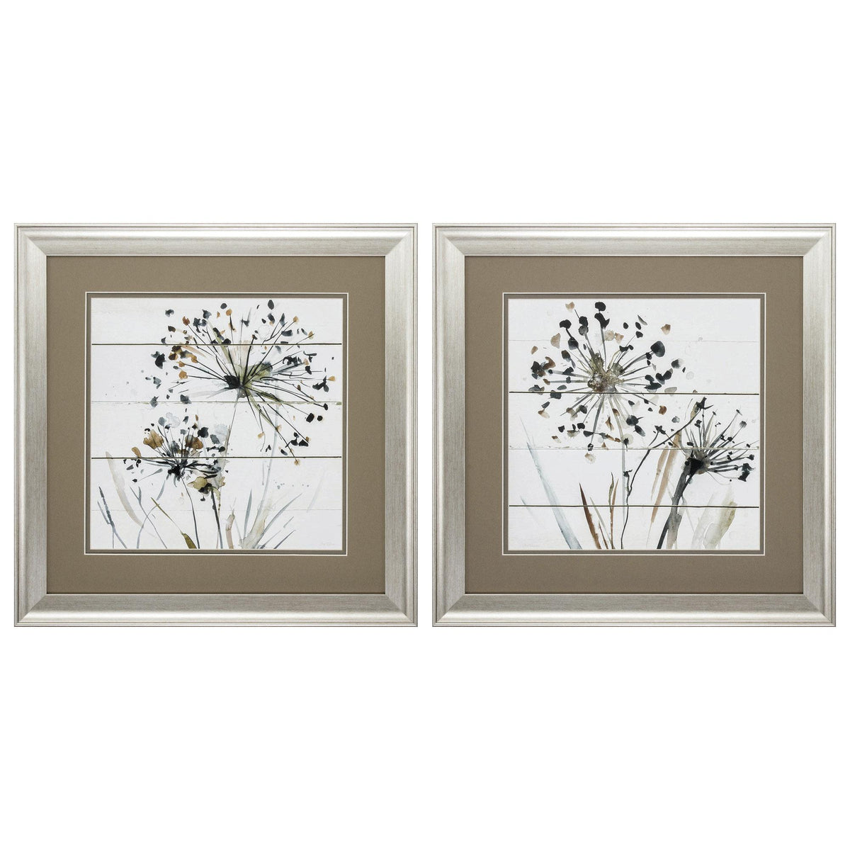 19" X 19" Brushed Silver Frame Natures Lace (Set Of 2)