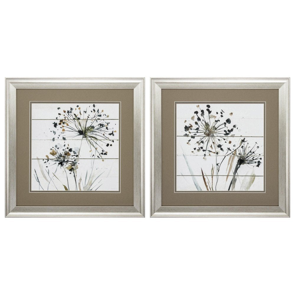 19" X 19" Brushed Silver Frame Natures Lace (Set Of 2)