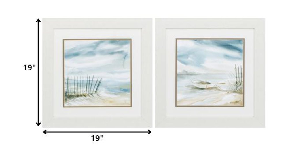 19" X 19" White Frame Subtle Mist (Set Of 2)