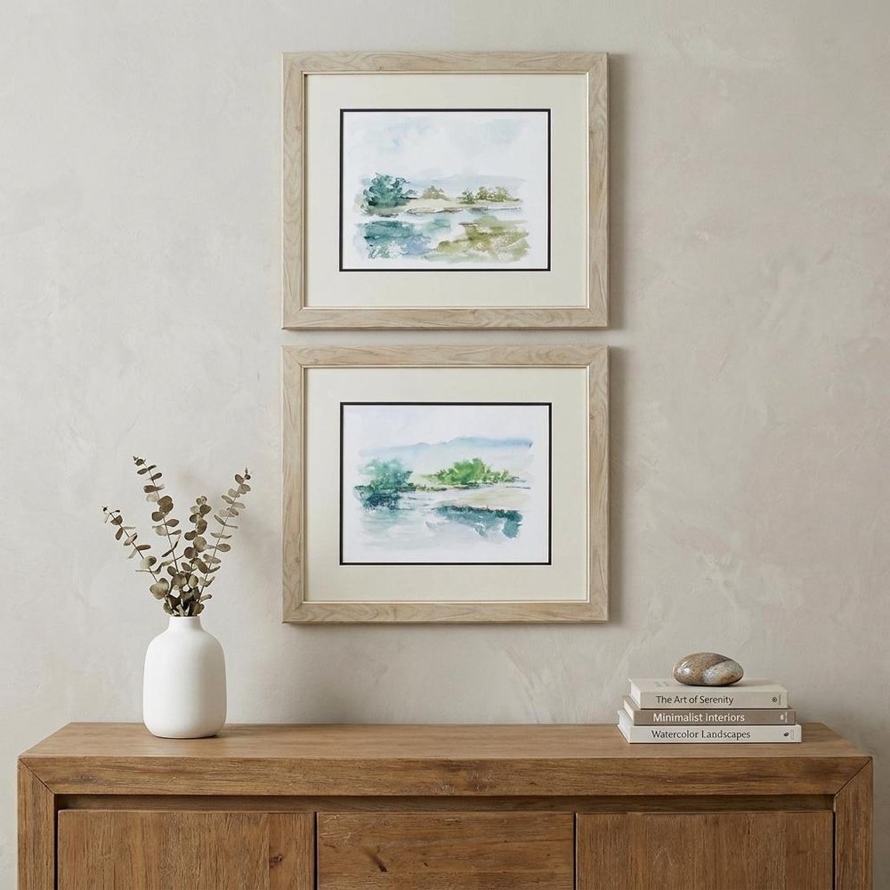 22" X 19" White Frame Spring Watercolor (Set Of 2)