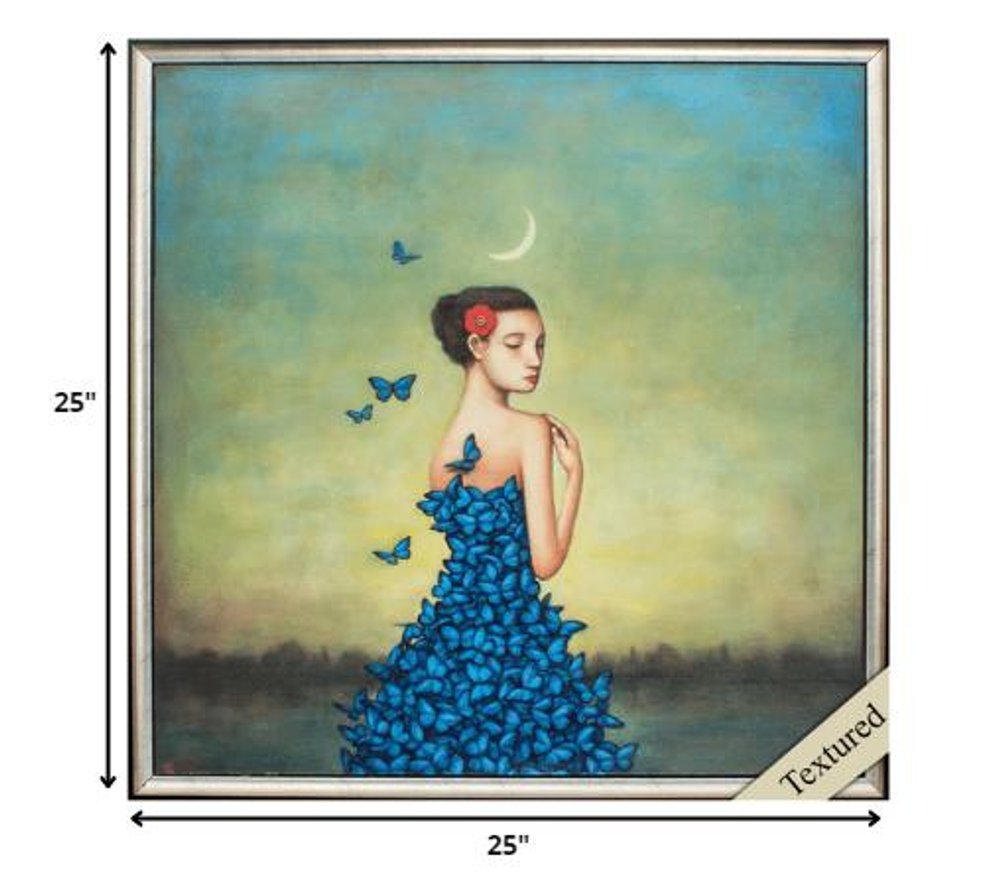 25" X 25" Silver Frame Metamorphosis In Blue