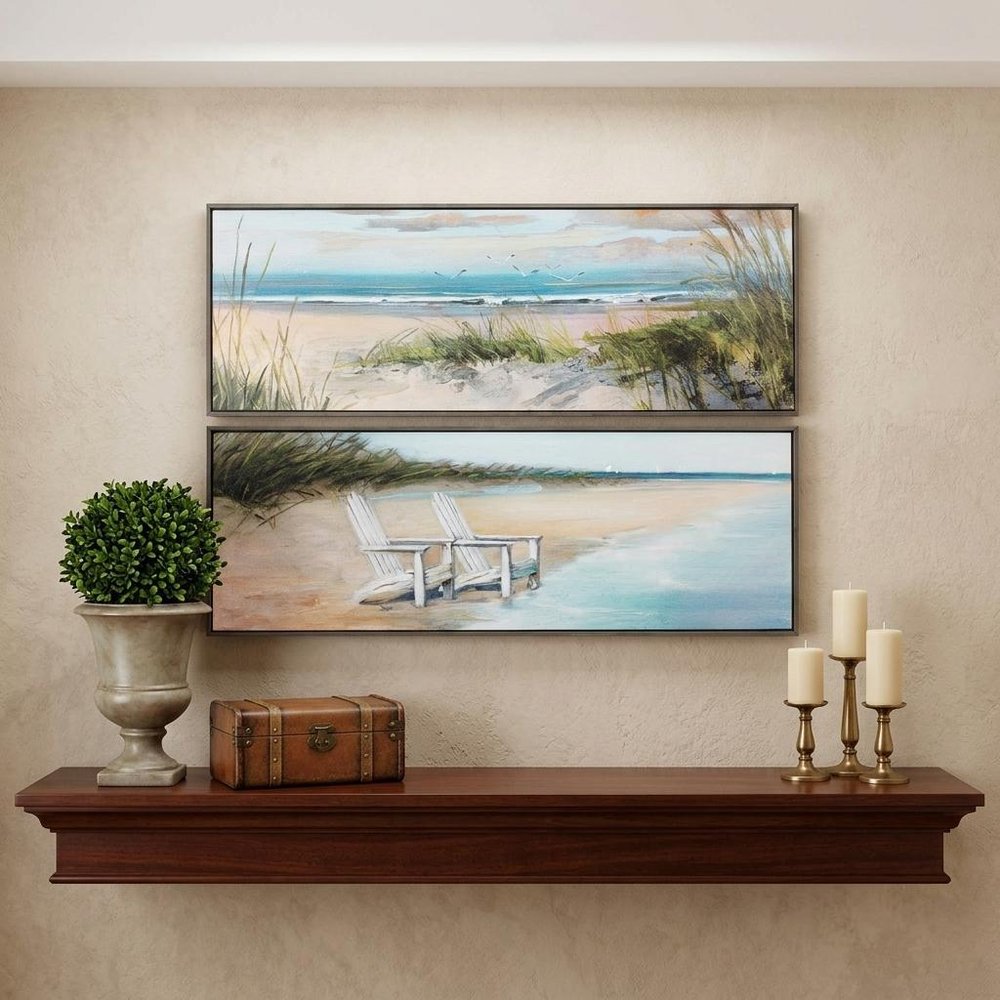 36" X 12" Woodtoned Frame Wind Water (Set Of 2)