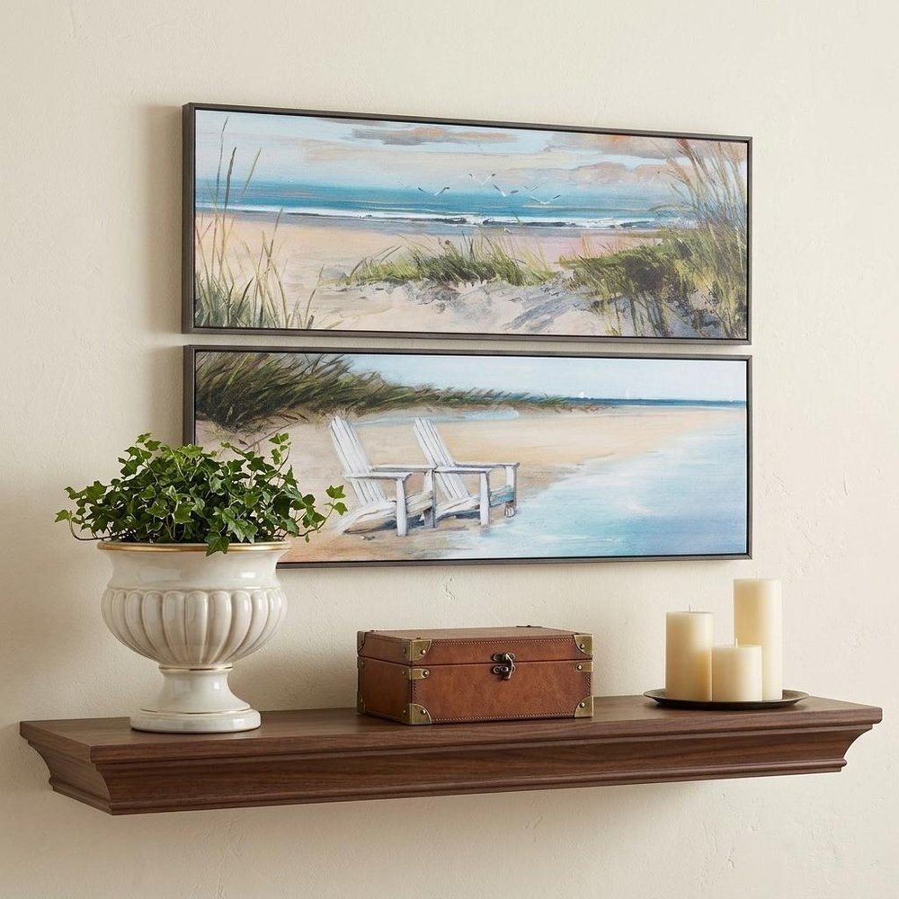 36" X 12" Woodtoned Frame Wind Water (Set Of 2)