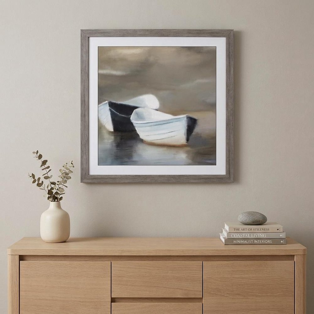 30" X 30" Woodtoned Frame Boat Friends