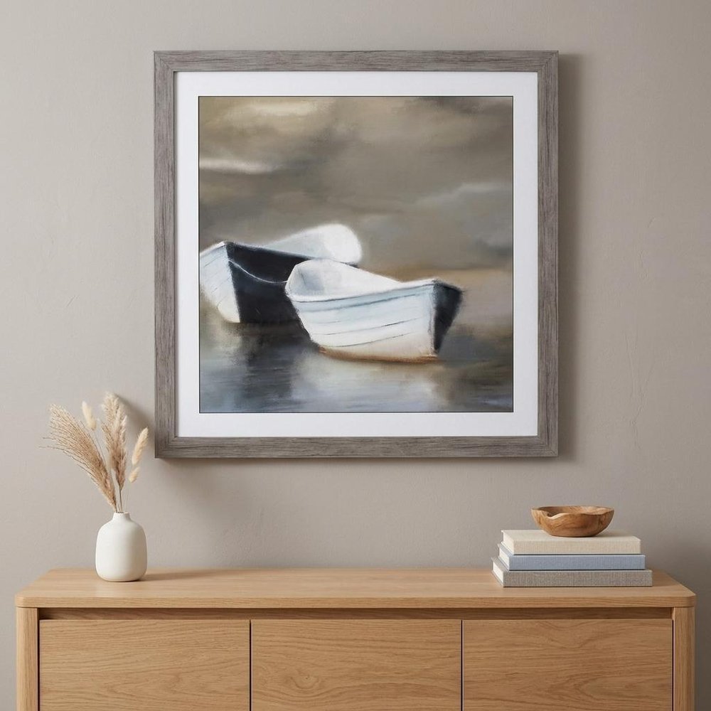 30" X 30" Woodtoned Frame Boat Friends