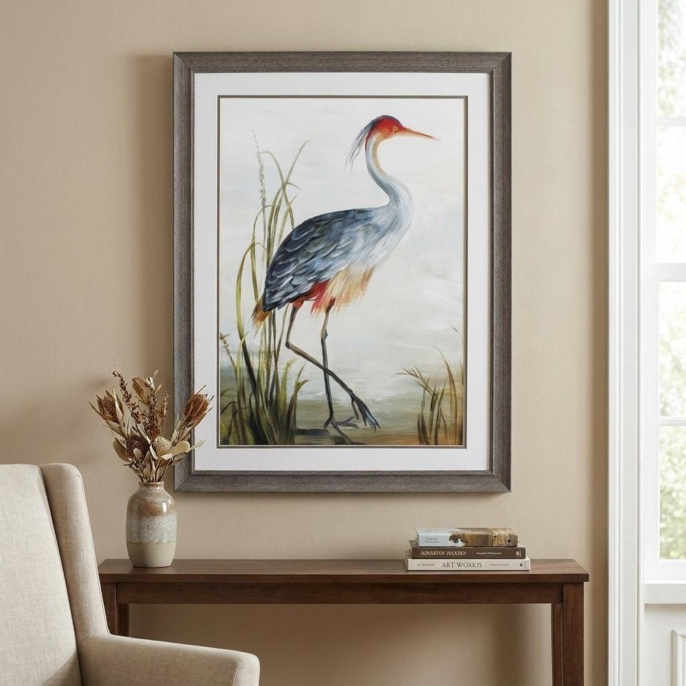 36" X 27" Brown Heron Framed Art
