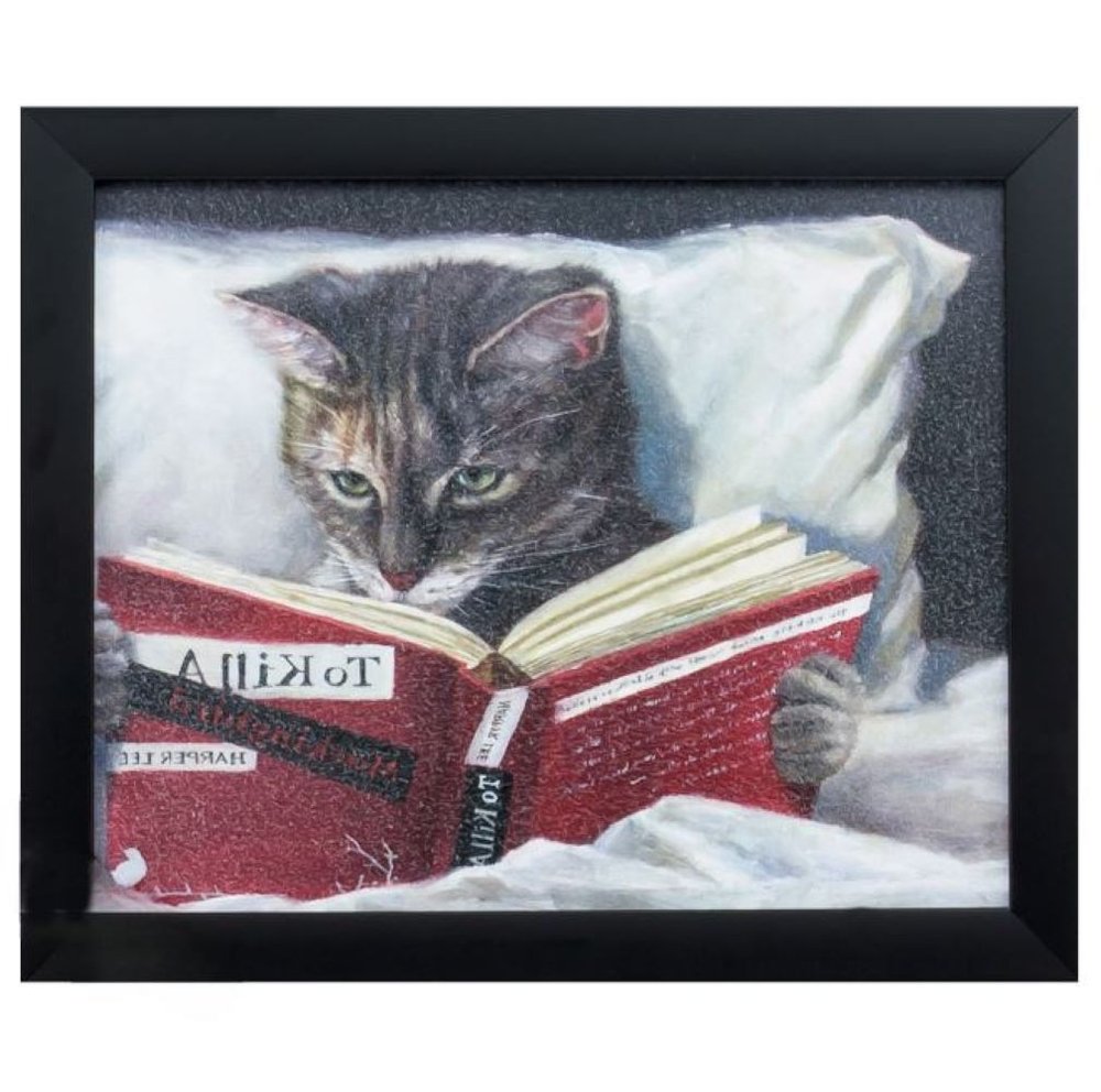 9" X 11" Kitty Cat To Kill A Mockingbird Black Acrylic Framed Art