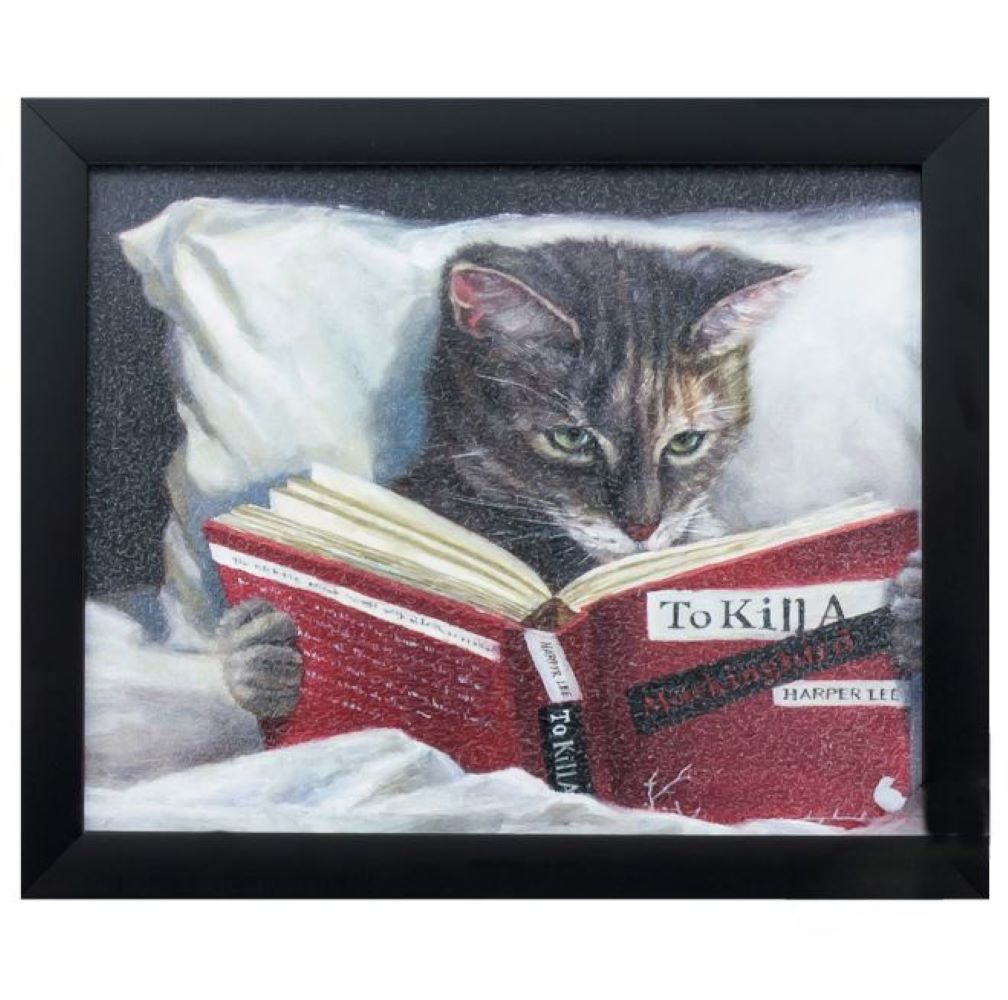9" X 11" Kitty Cat To Kill A Mockingbird Black Acrylic Framed Art