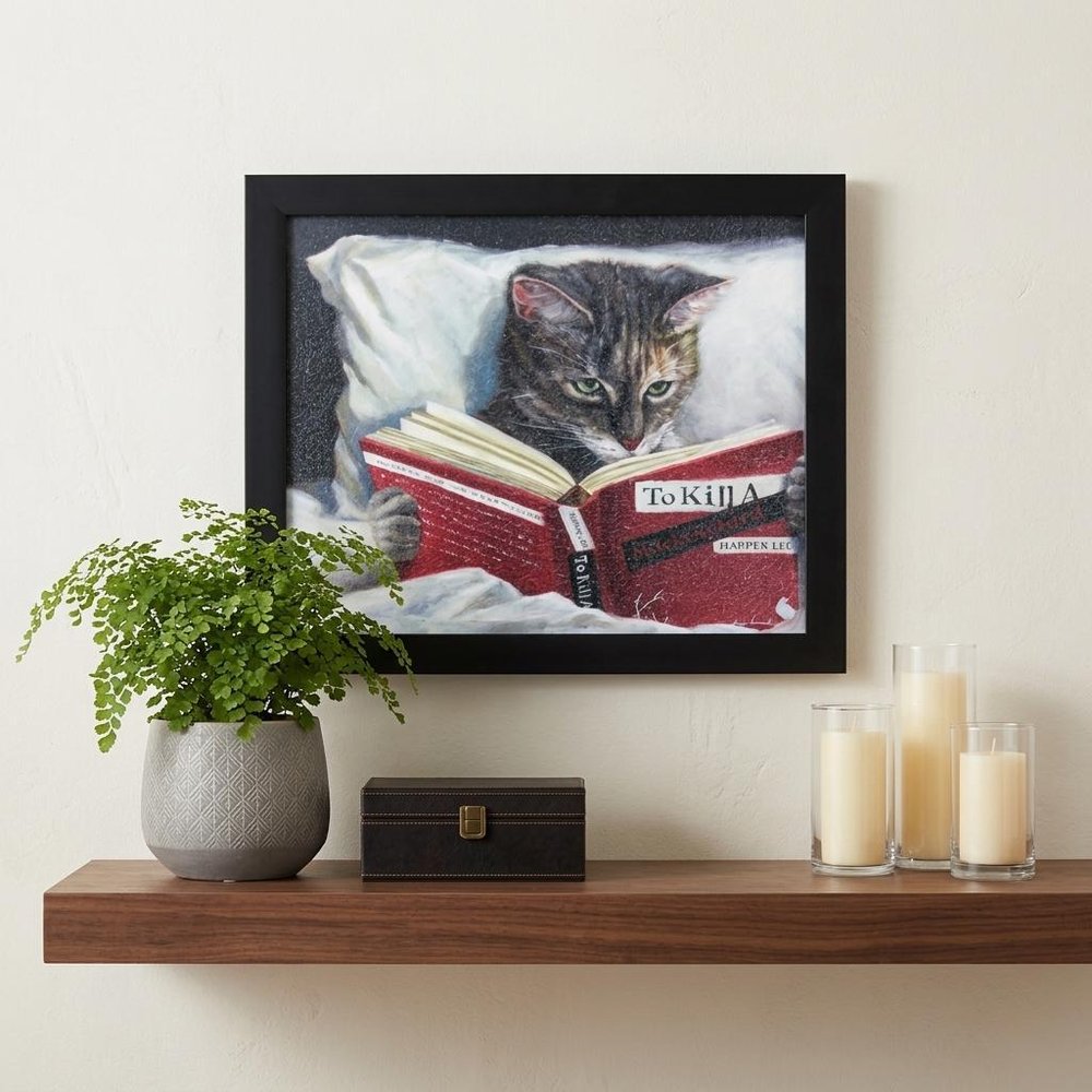 9" X 11" Kitty Cat To Kill A Mockingbird Black Acrylic Framed Art