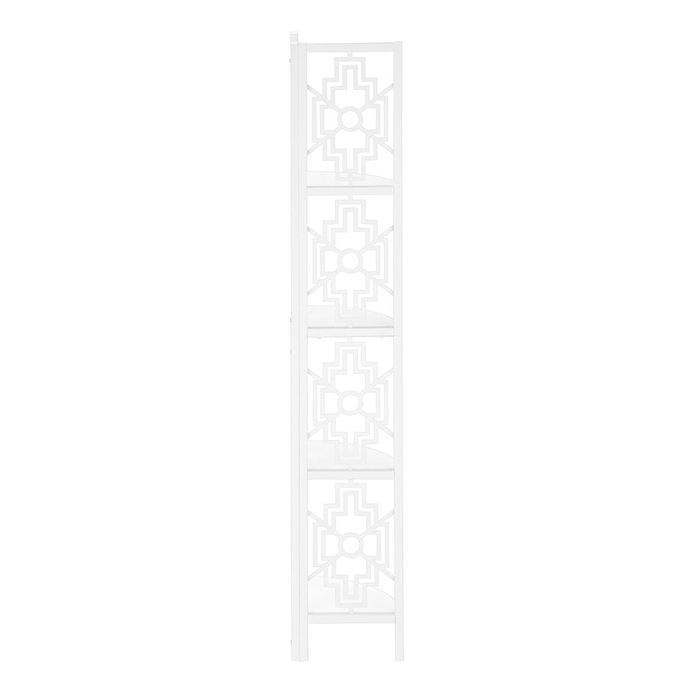 62" White Metal Corner Bookcase