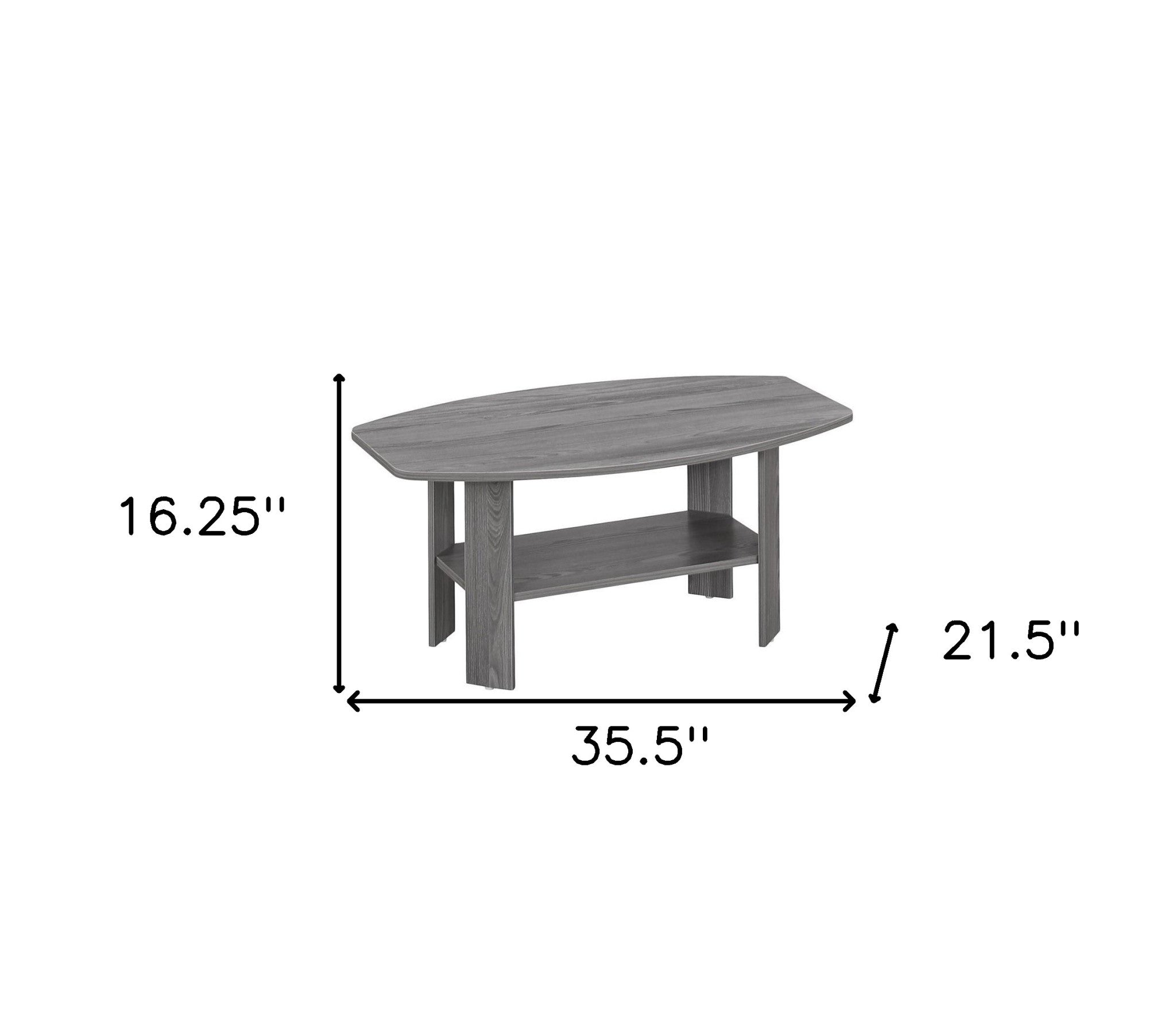 Set of Three 36" Gray Coffee Table With Shelf