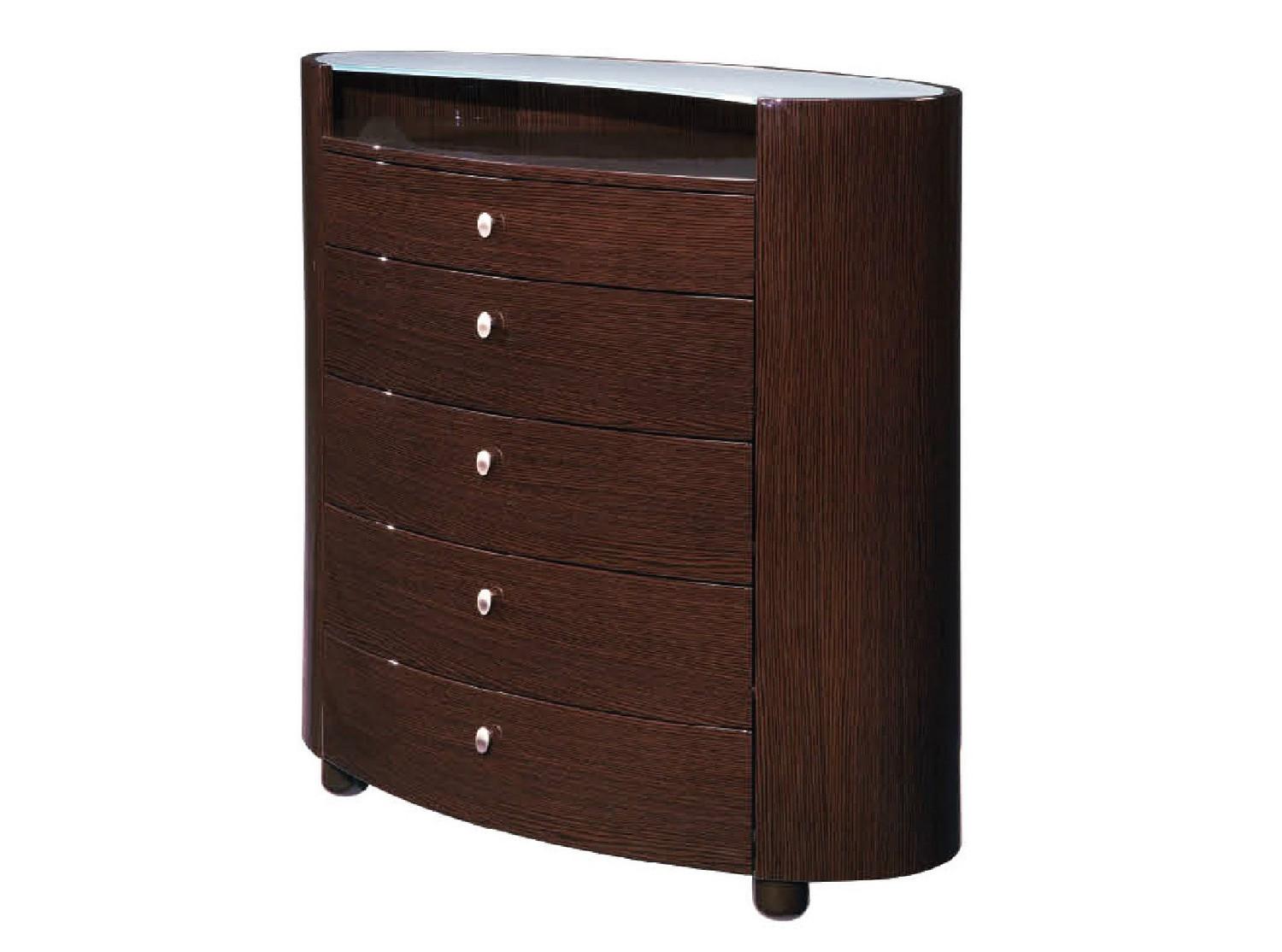 39" Brown Wood Five Drawer Dresser