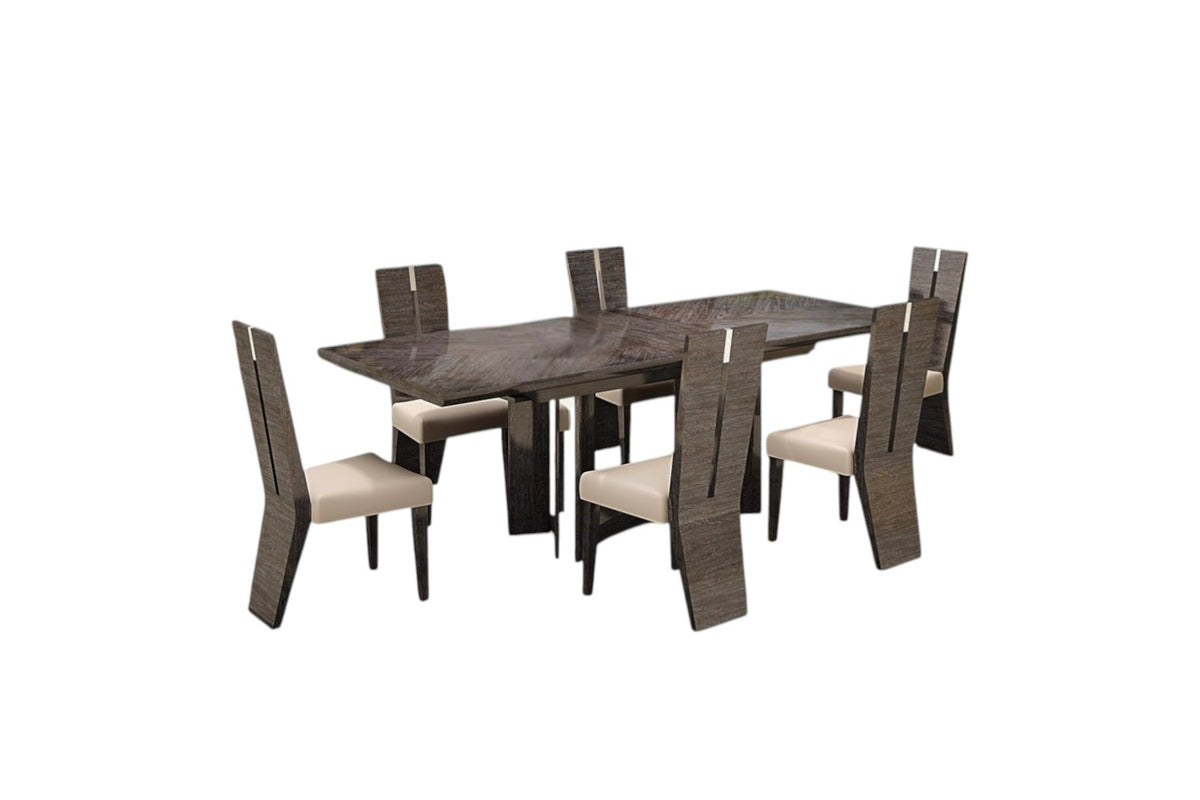 Seven Piece Gray Dining Set with Six Chairs