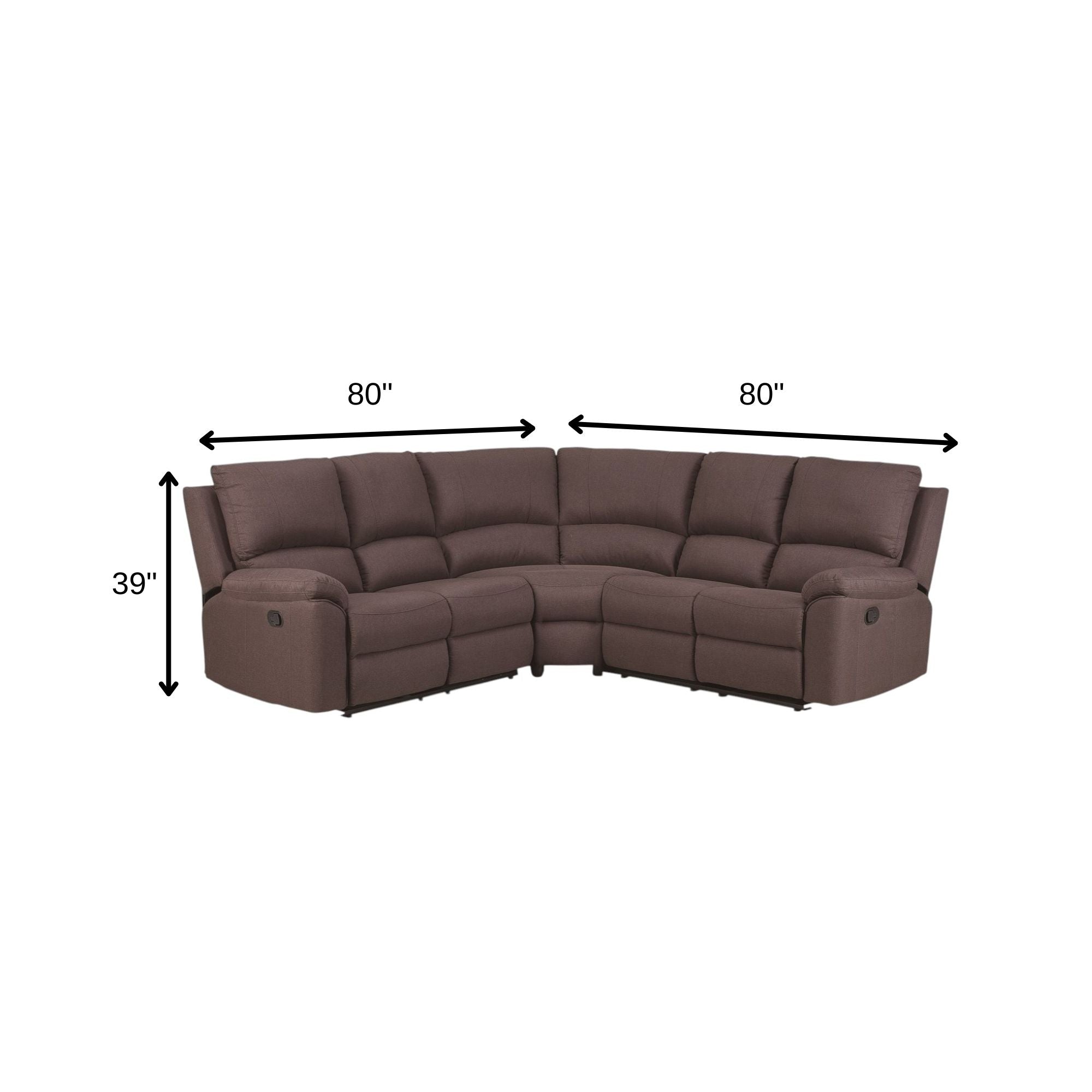 Brown Polyester Blend Reclining U Shaped Three Piece Corner Sectional