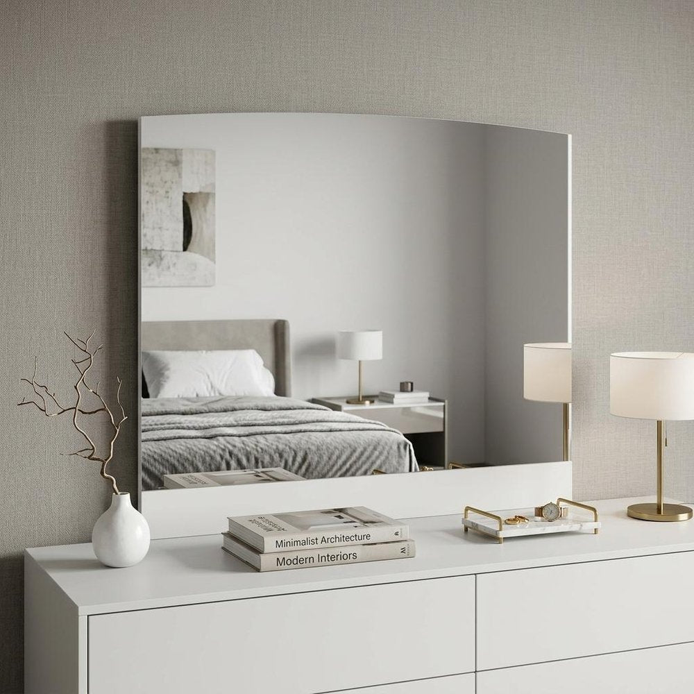 45" White Wood Framed Mounted Dresser Mirror