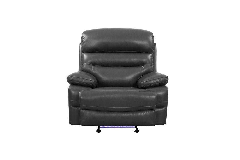 89" Gray Faux Leather USB Sofa With Black Legs