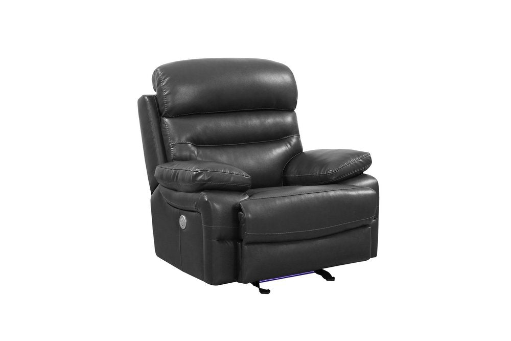 89" Gray Faux Leather USB Sofa With Black Legs
