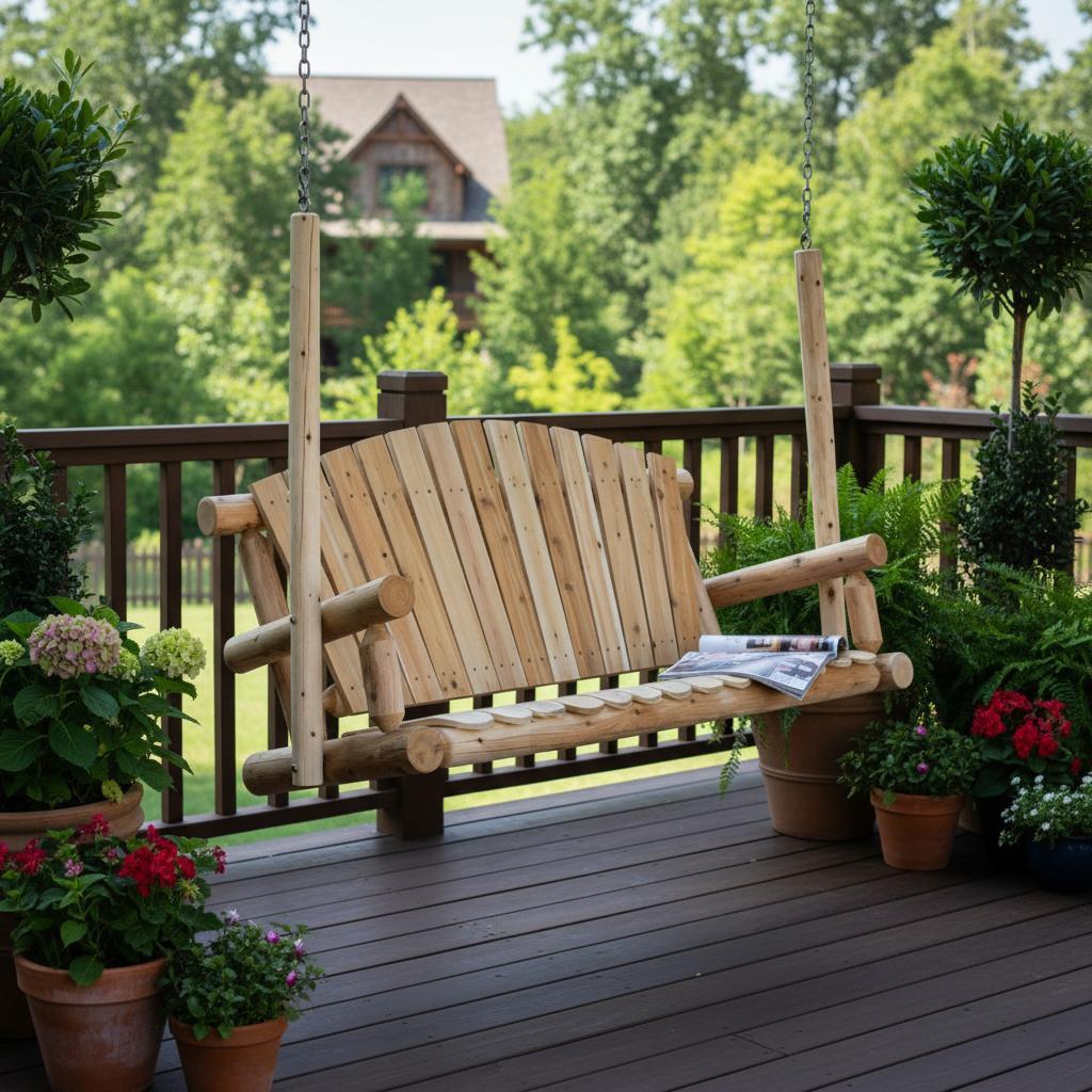 71" X 24" X 47" Natural Wood Porch Swing