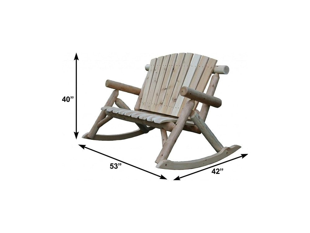 53" X 42" X 40" Natural Wood Rocking Loveseat