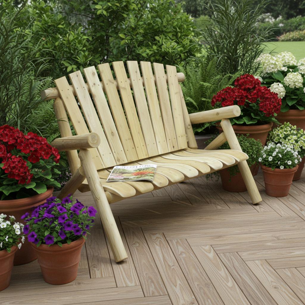 50" X 30" X 39" Natural Wood Loveseat